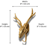 Deer Skull Hook Antiqued Solid Brass