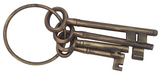 Decorative Brass-Finished Key Ring & Keys
