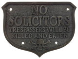 No Soliciting Cast Iron Plaque