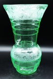 Etched Black Forest Uranium Glass Vase