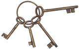 Decorative Brass-Finished Key Ring & Keys